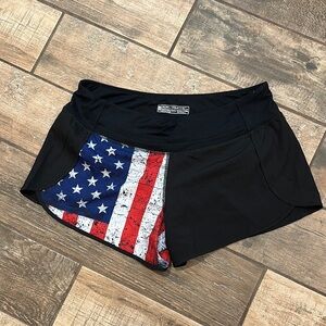 Born Primitive Women's Black and Flag Print Shorts